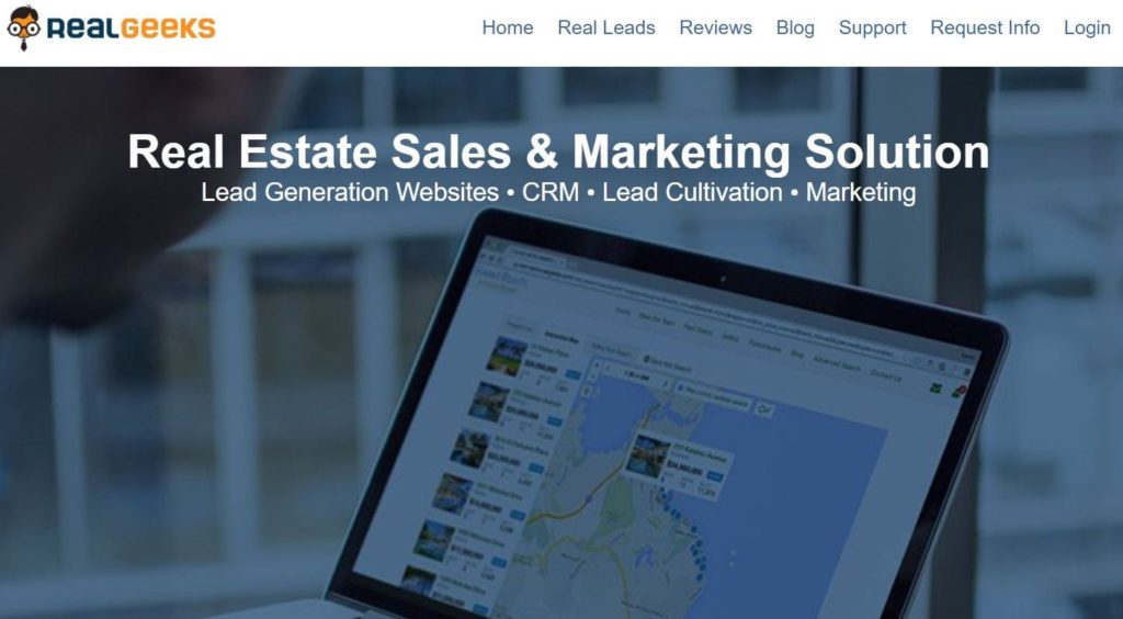 Real Geeks real estate software homepage.