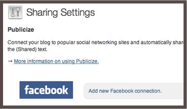 WordPress sharing settings example.