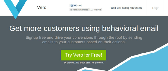 Vero homepage design example