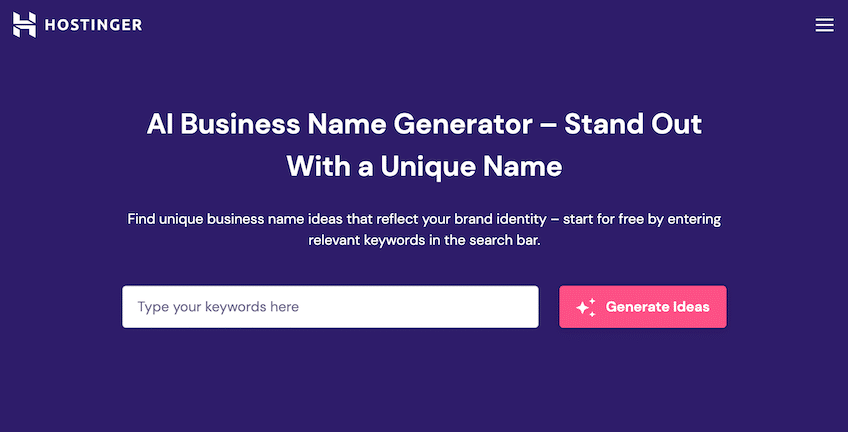 Hostinger AI Business Name Generator
