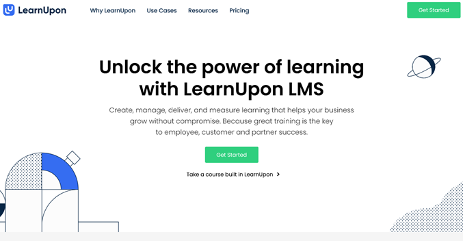 LearnUpon homepage.