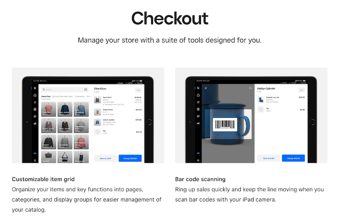 Screenshot of the checkout page from Square website.